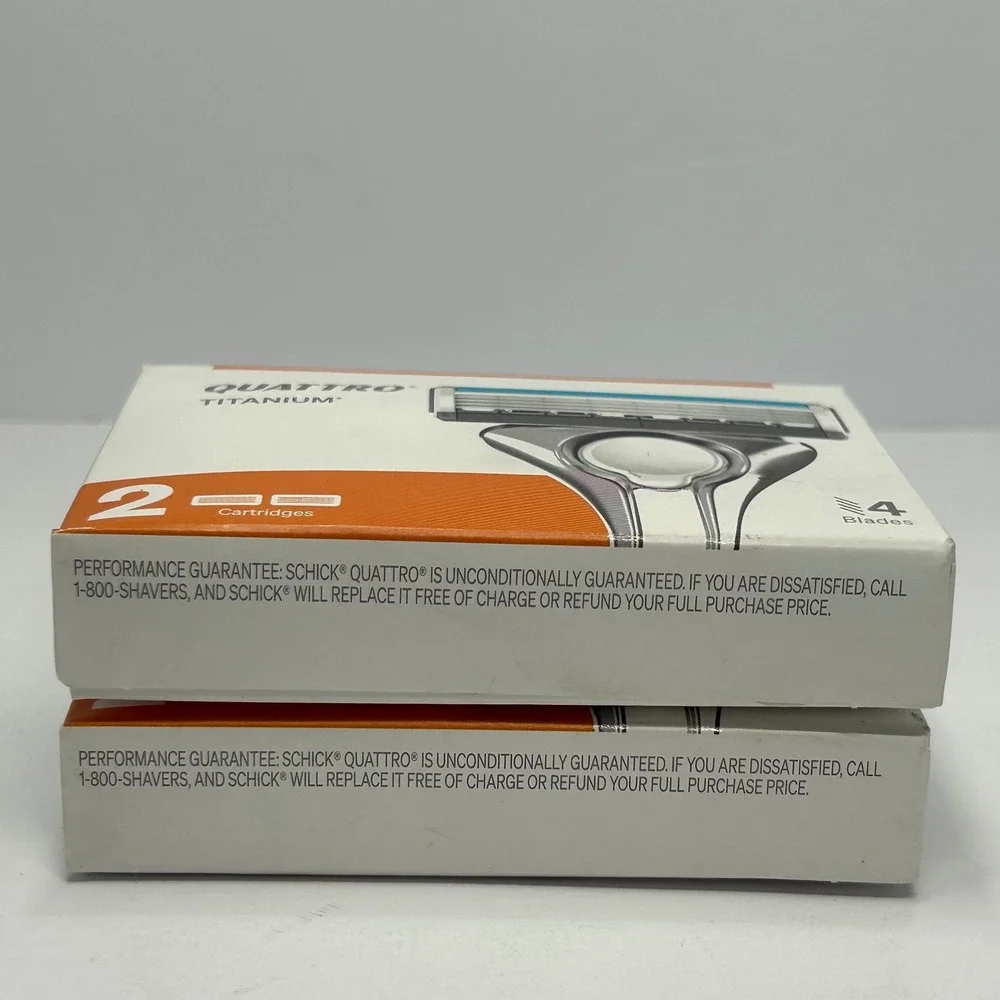Schick Quattro Titanium 4 Blade Razor Refills 2 Packs of 2 Cartridges Total 4
